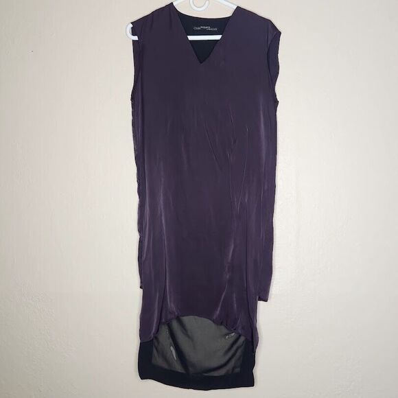 Allsaints Alia Dress Womens 2 Plum High Low Hem Silk Sleeveless Cocktail Party - Picture 2 of 7